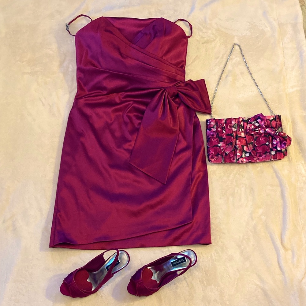 White House Black Market special occasion dark fuchsia satin dress
